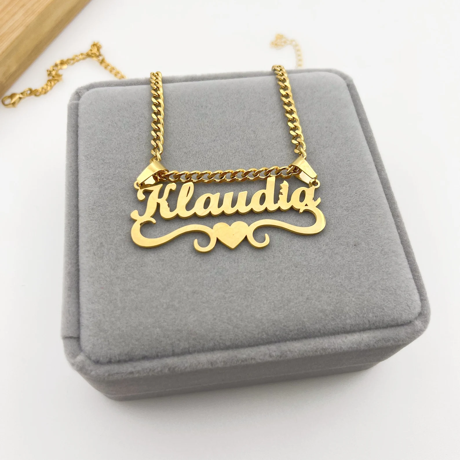 Custom Name Necklace, Cuban Chain, Personalized Nameplate