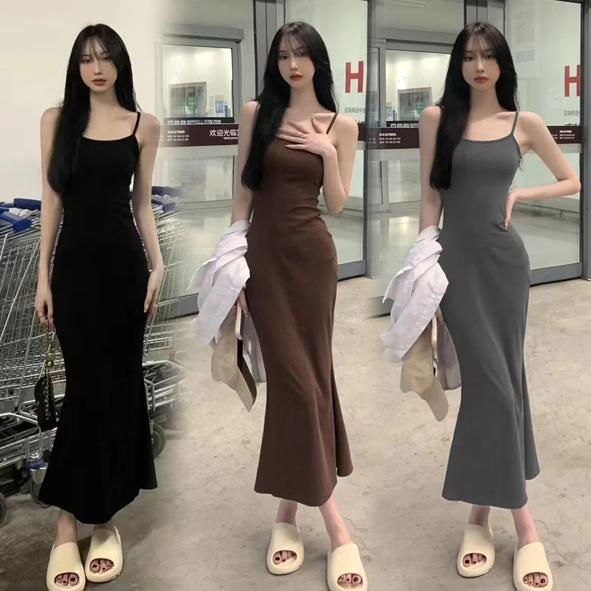 Short-Sleeve Backless Strap Dress for Women, Summer Pure Desire Style, Mermaid Tail Bodycon Dress